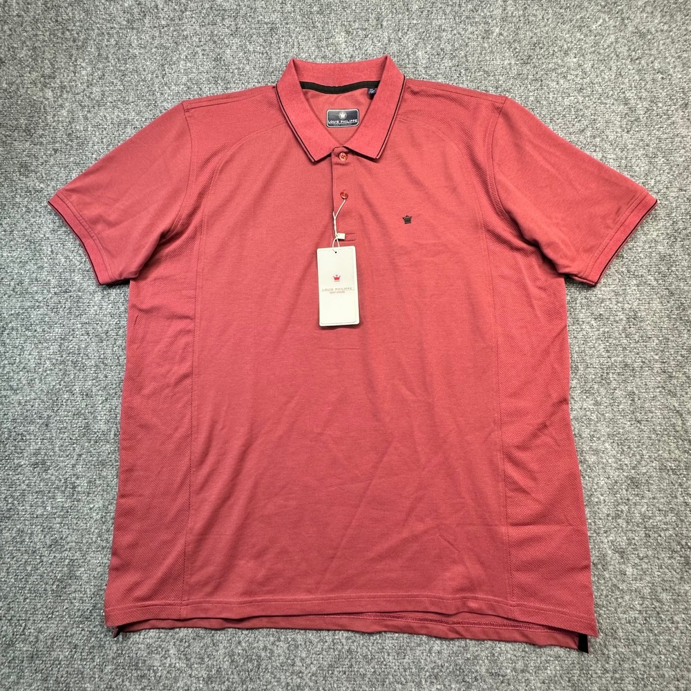 Louis Philippe Golf Leisure Polo Shirt Mens XXL Red NWT Short‎ Sleeve